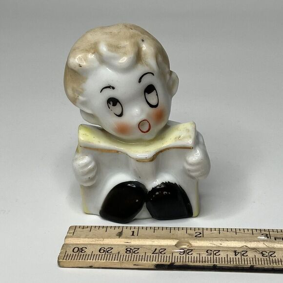Christmas Caroler Singing Child MCM 3" Ceramic Porcelain Figurine VTG Japan - Picture 6 of 7